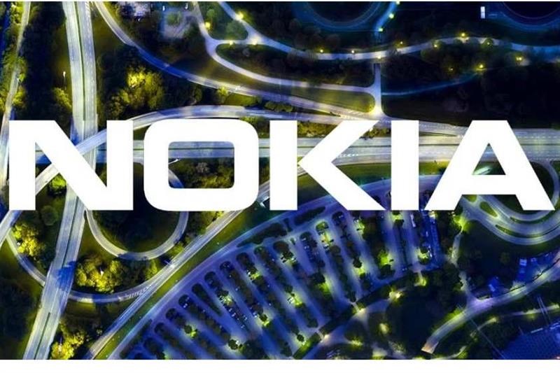Nokia logo against electronic background